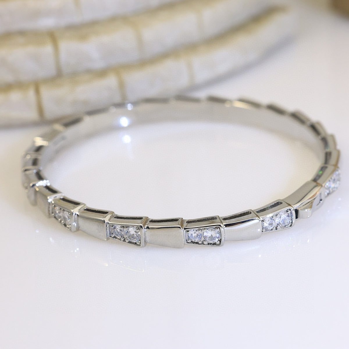 gold crystal crystal inlaid Bangle for women - alternate angle view 9