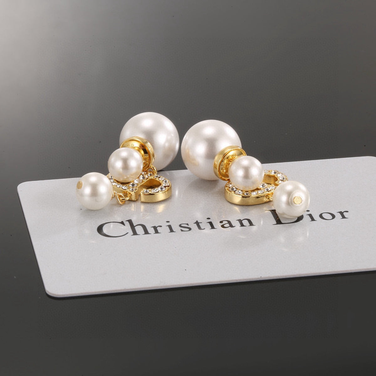 silver resin letter Drop Earrings for women - alternate angle view 2