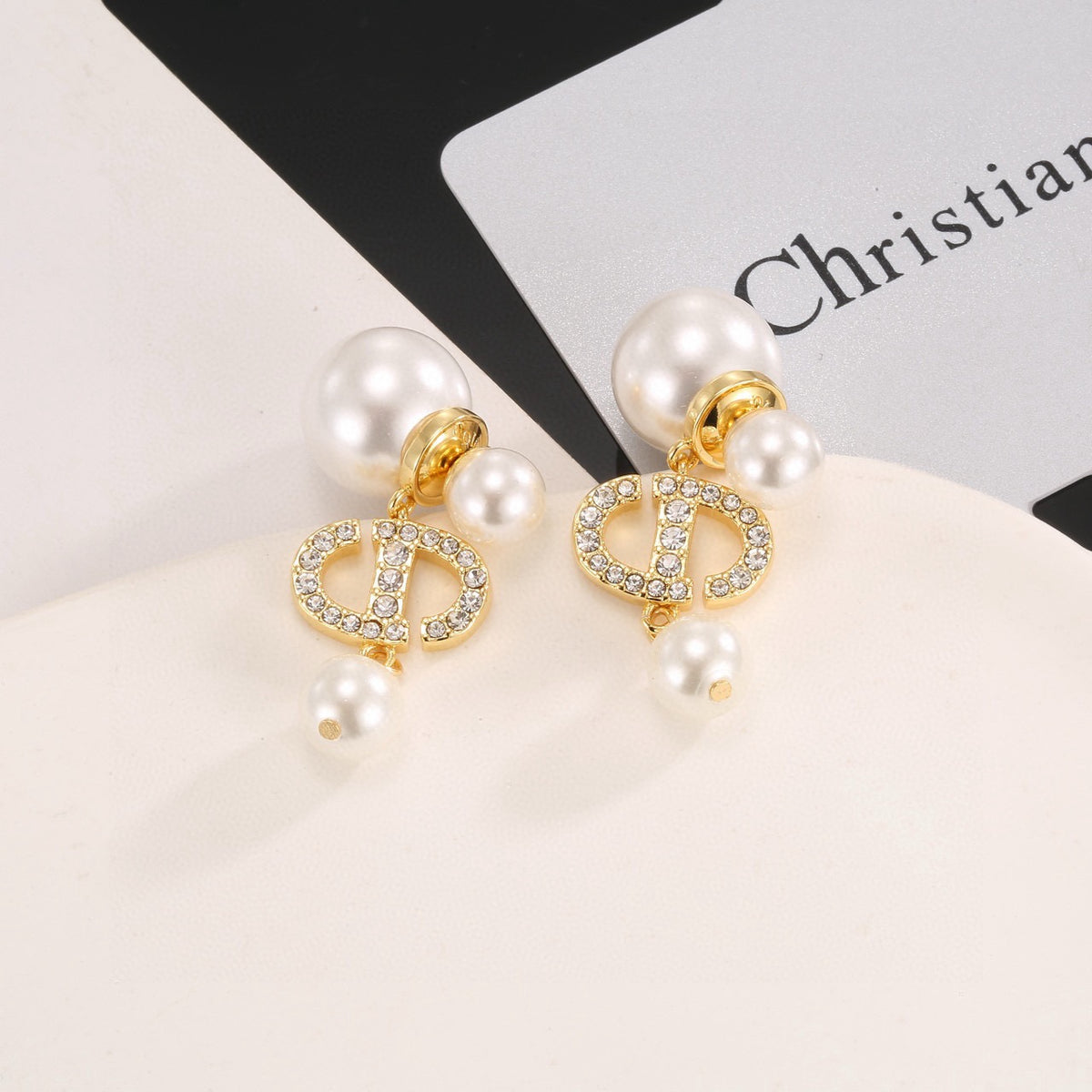 silver resin letter Drop Earrings for women - alternate angle view 7
