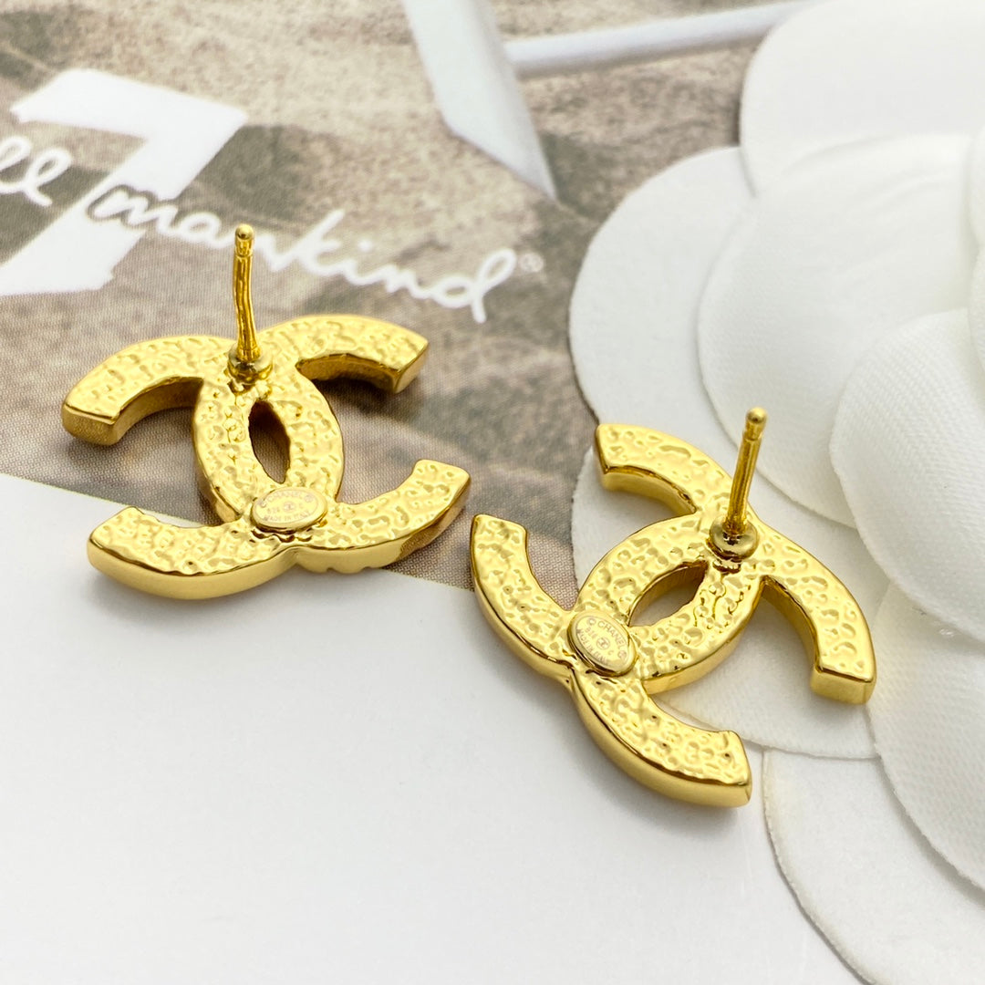 gold crystal embossed Stud Earrings for women - alternate angle view 7
