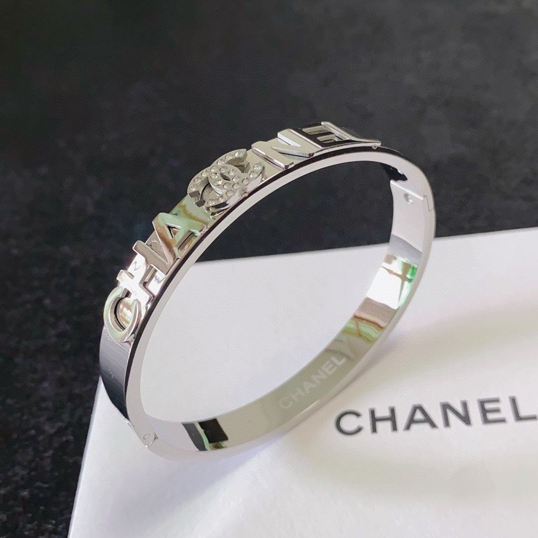 red crystal letter Bangle for women - alternate angle view 4