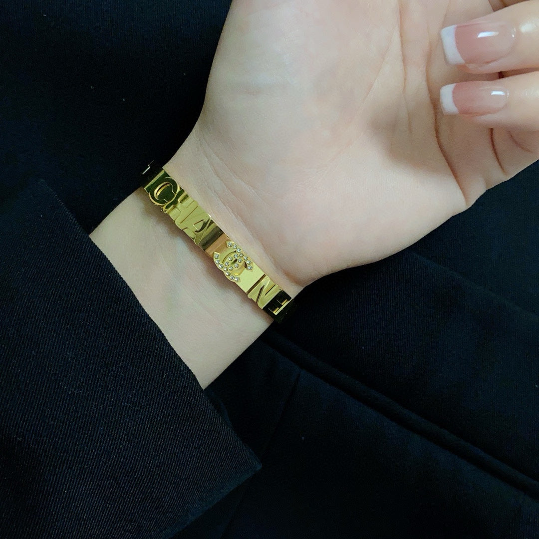 red crystal letter Bangle for women - alternate angle view 3
