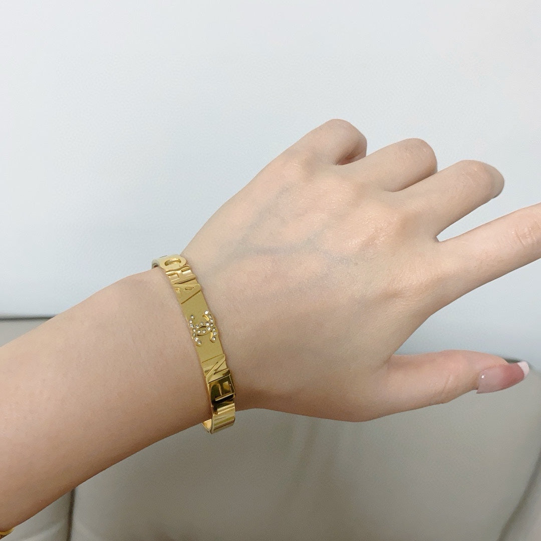 red crystal letter Bangle for women - alternate angle view 2