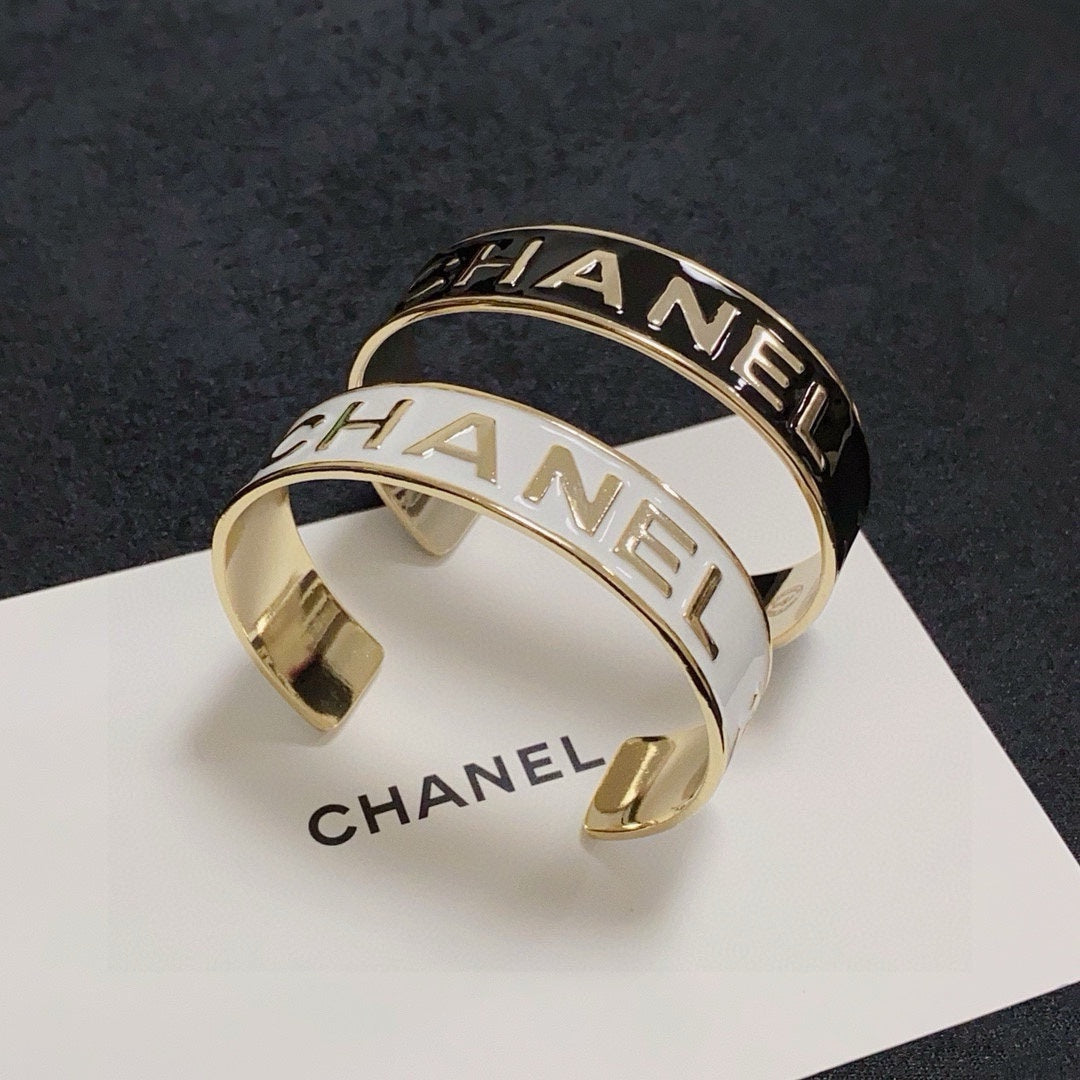 black and white letter Bangle for women - product detail view