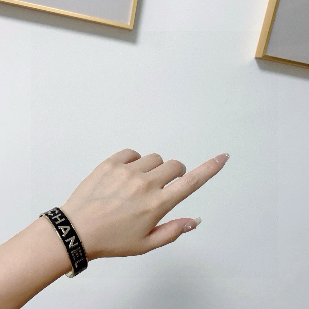 black and white letter Bangle for women - alternate angle view 2
