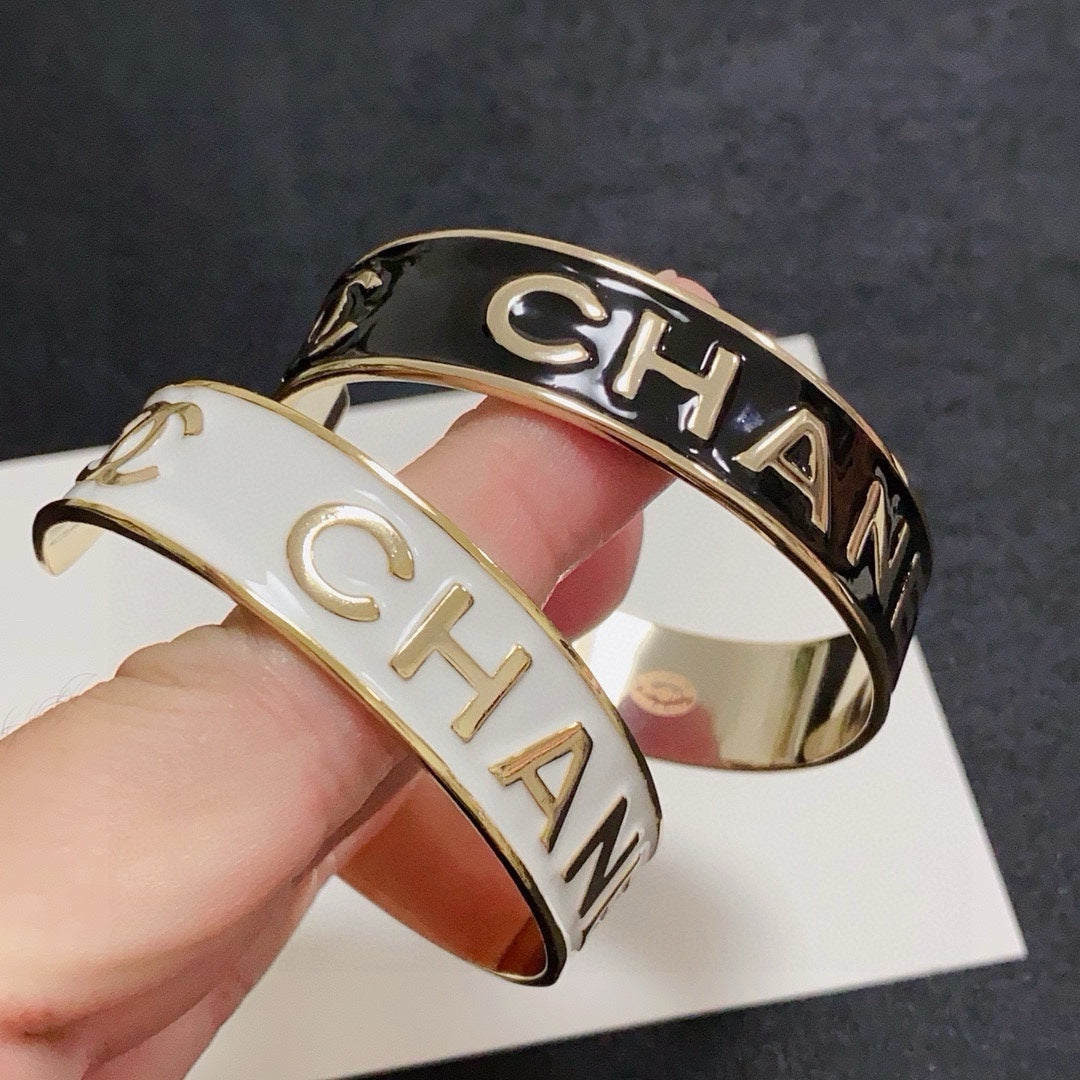 black and white letter Bangle for women - alternate angle view 8