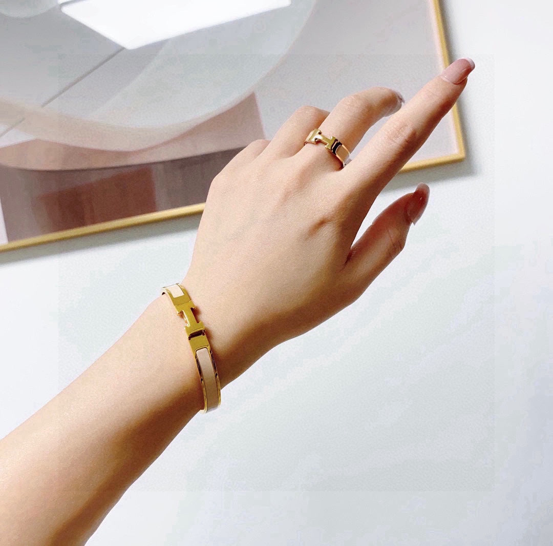 tan enamel versatile Bangle for women - alternate angle view 2