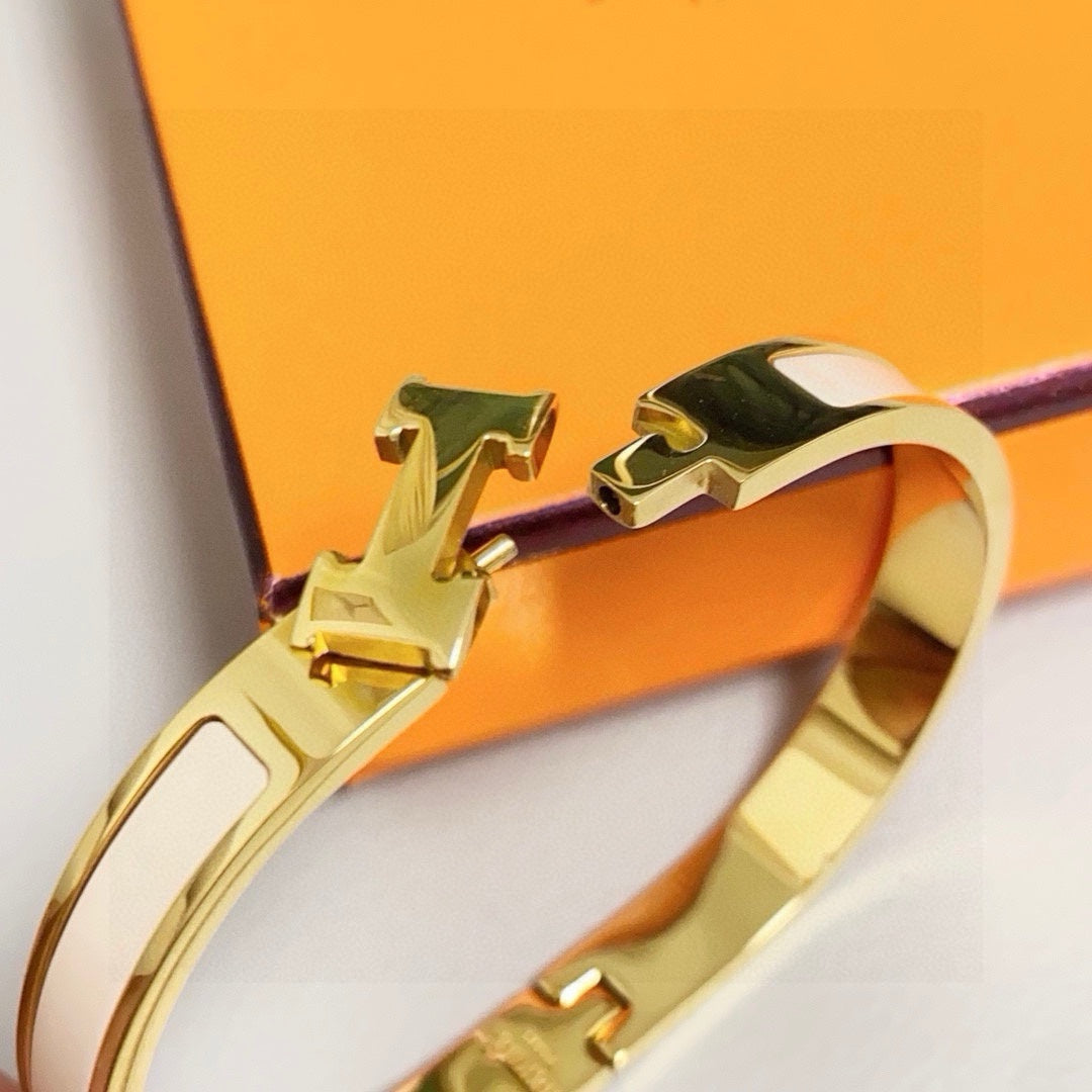 tan enamel versatile Bangle for women - alternate angle view 4