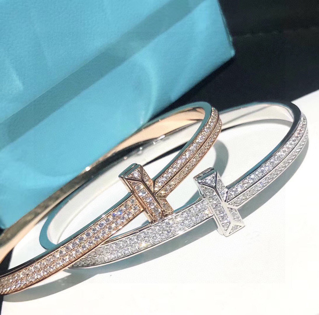 rose gold crystal rose Bangle for women - product detail view