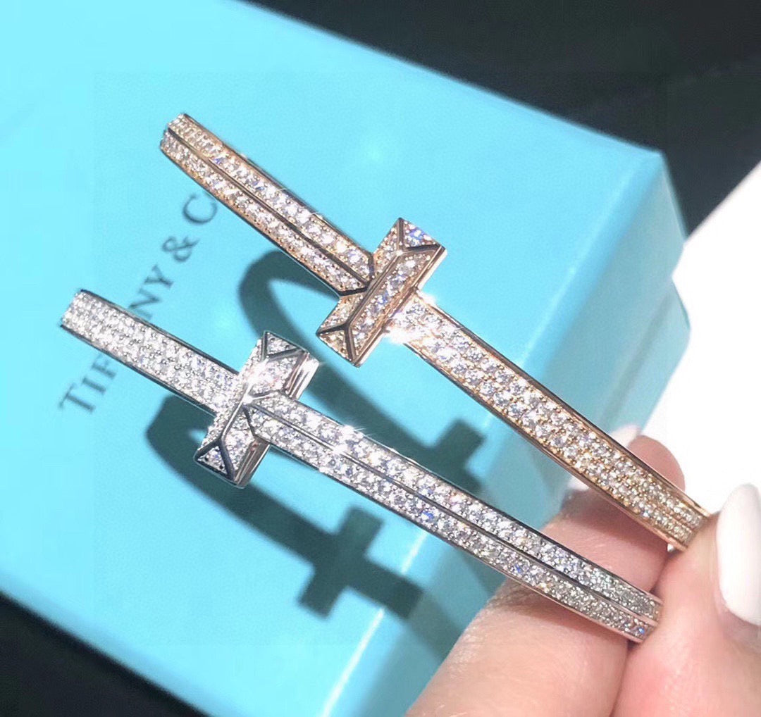 rose gold crystal rose Bangle for women - alternate angle view 4