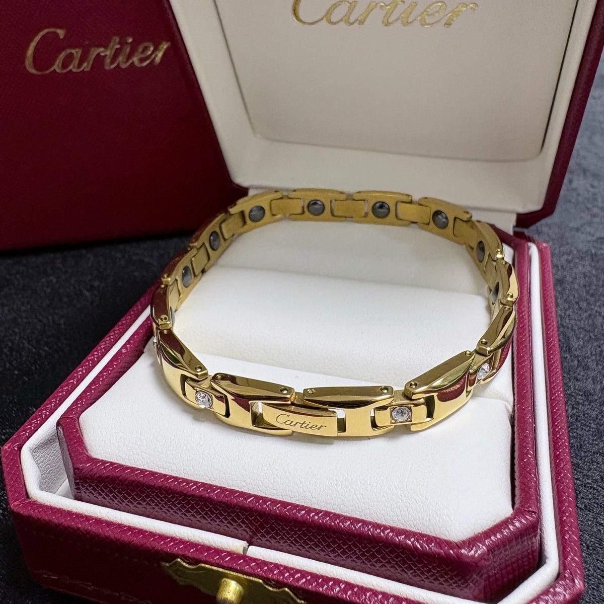 gold crystal chain Bracelet for men - alternate angle view 6
