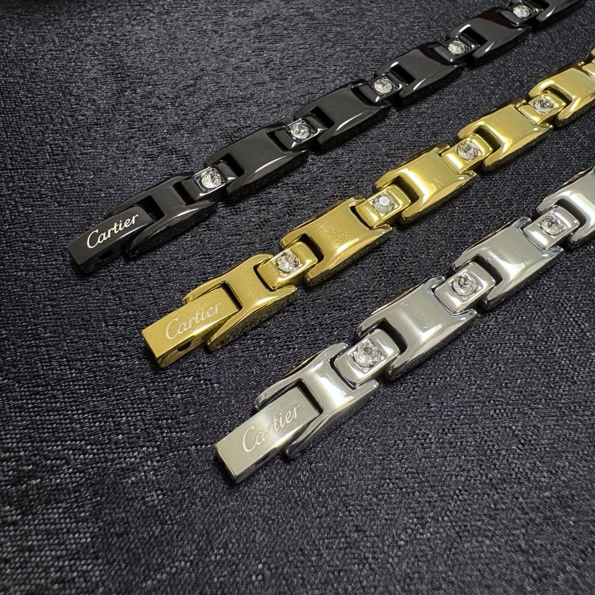 gold crystal chain Bracelet for men - alternate angle view 7