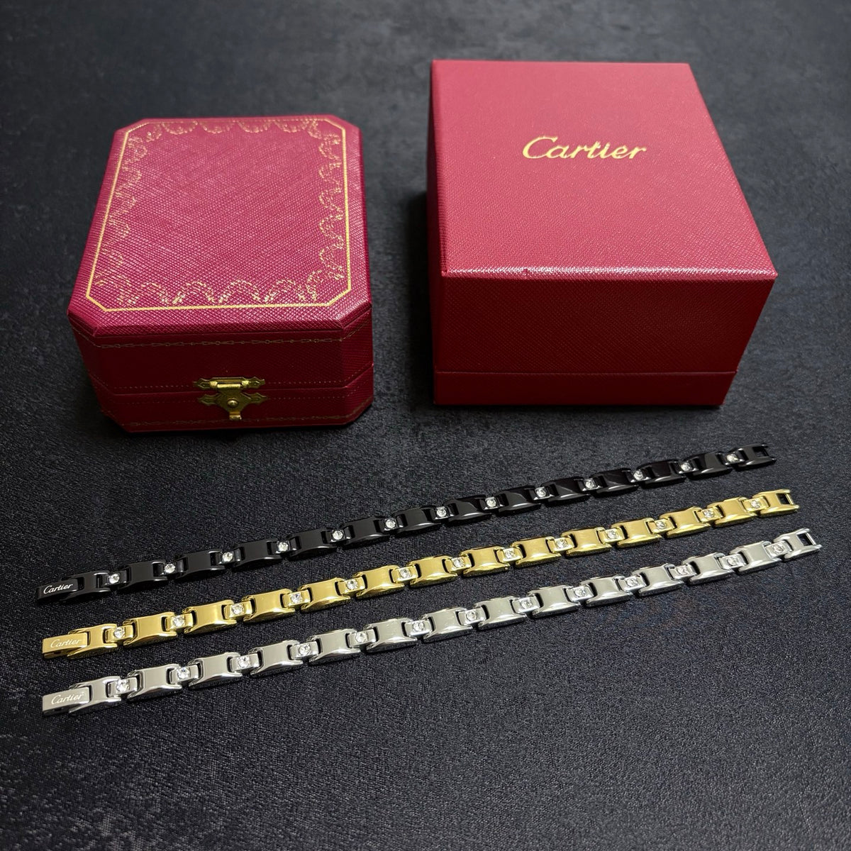 gold crystal chain Bracelet for men - alternate angle view 9