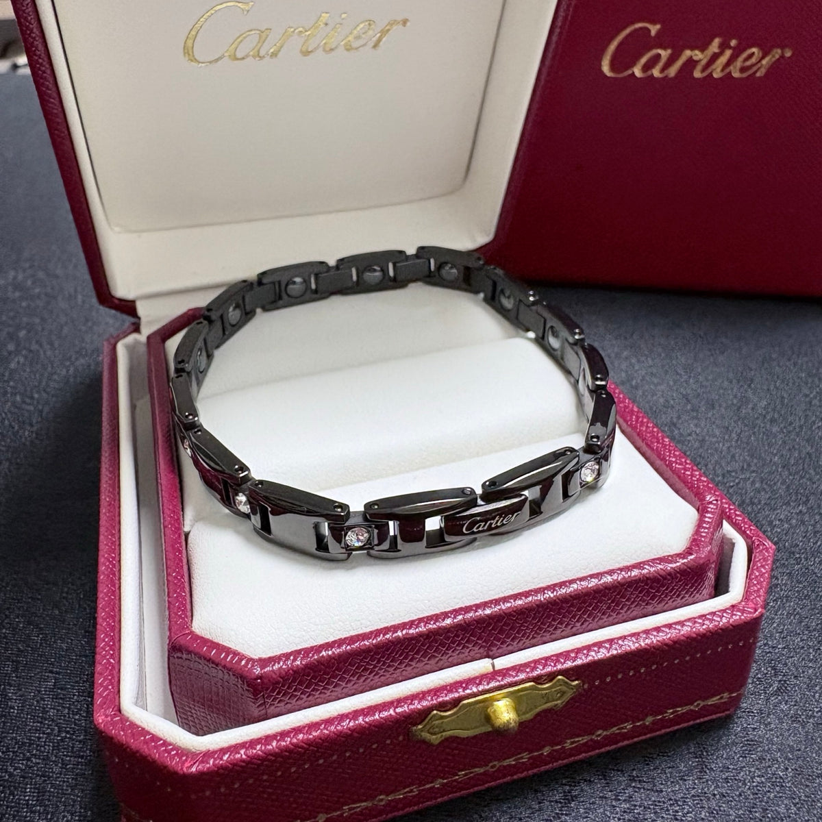 gold crystal chain Bracelet for men - alternate angle view 5