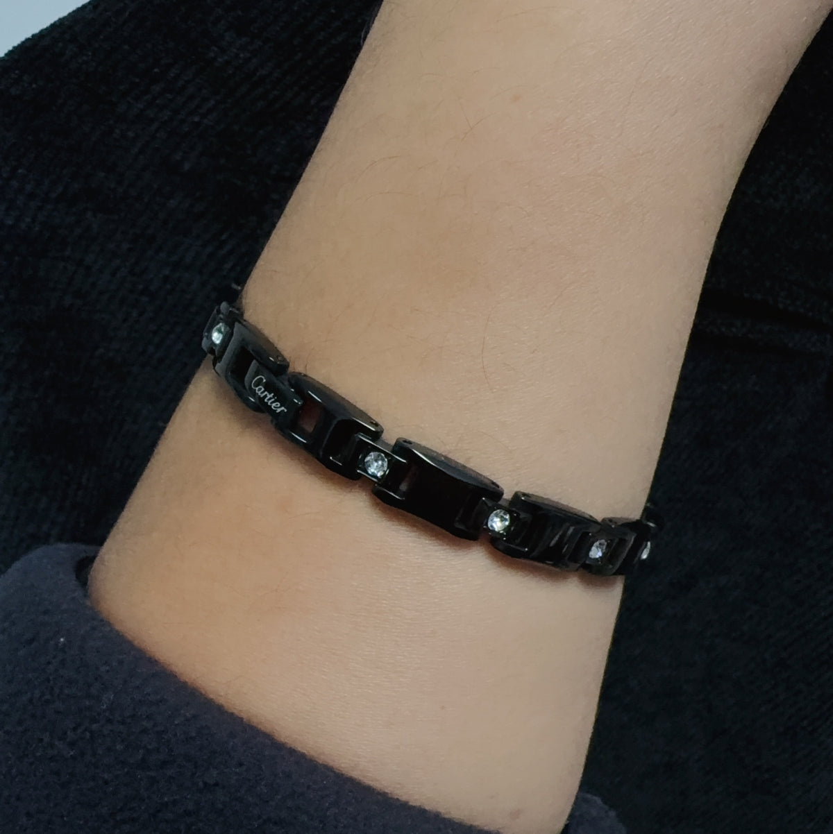 gold crystal chain Bracelet for men - alternate angle view 3