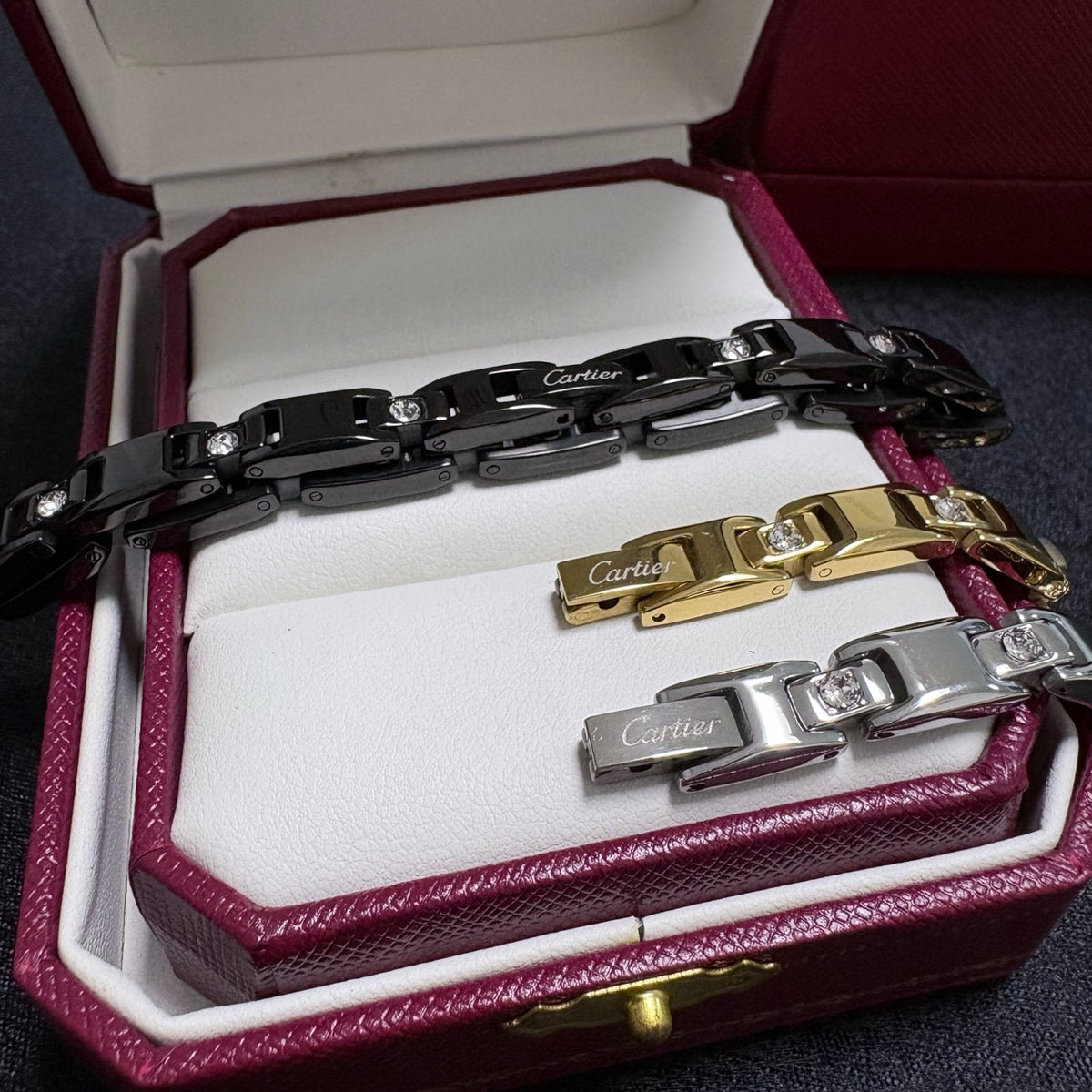 gold crystal chain Bracelet for men - alternate angle view 4
