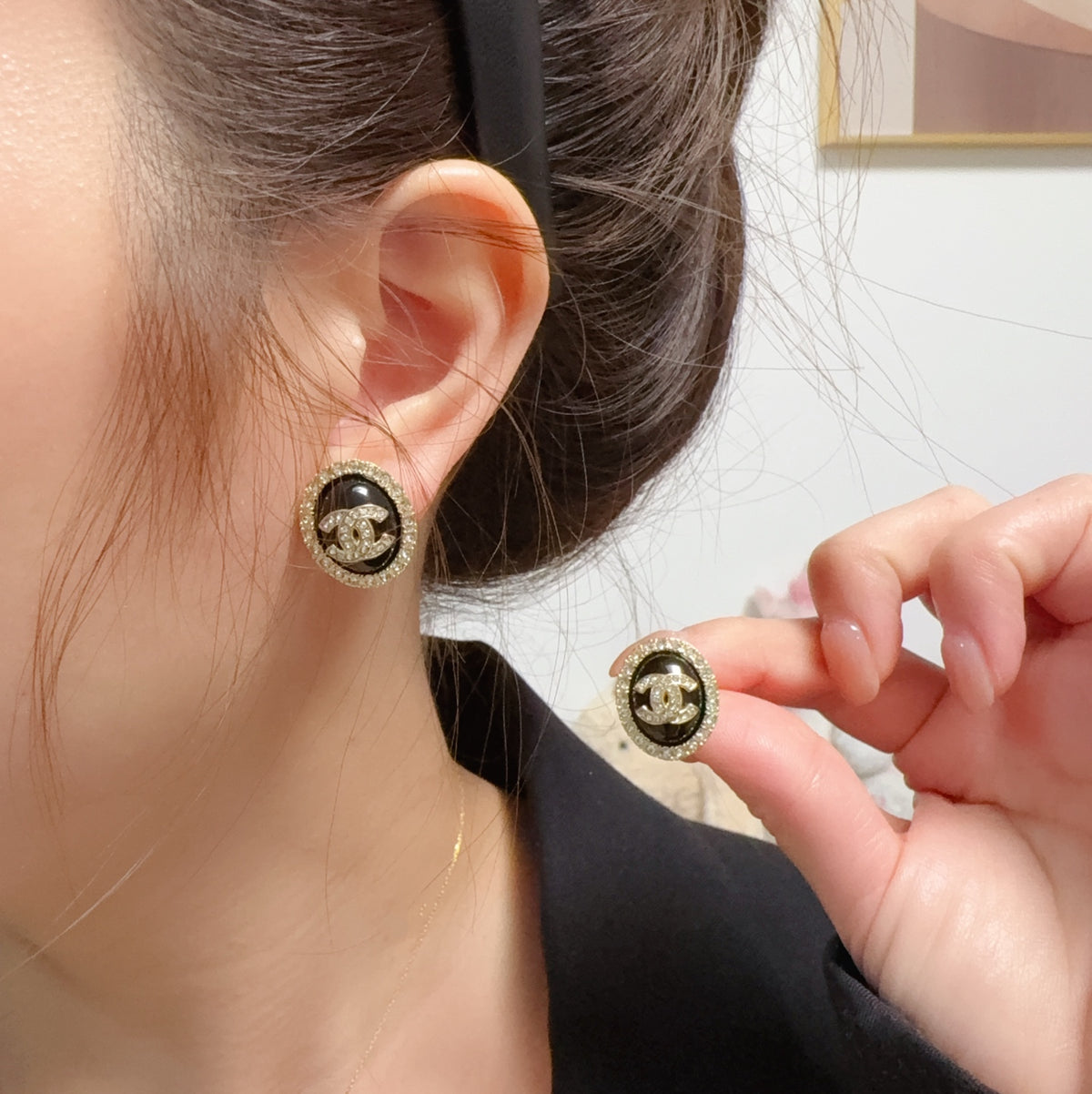 white sterling silver crystal inlaid Drop Earrings for women - product detail view