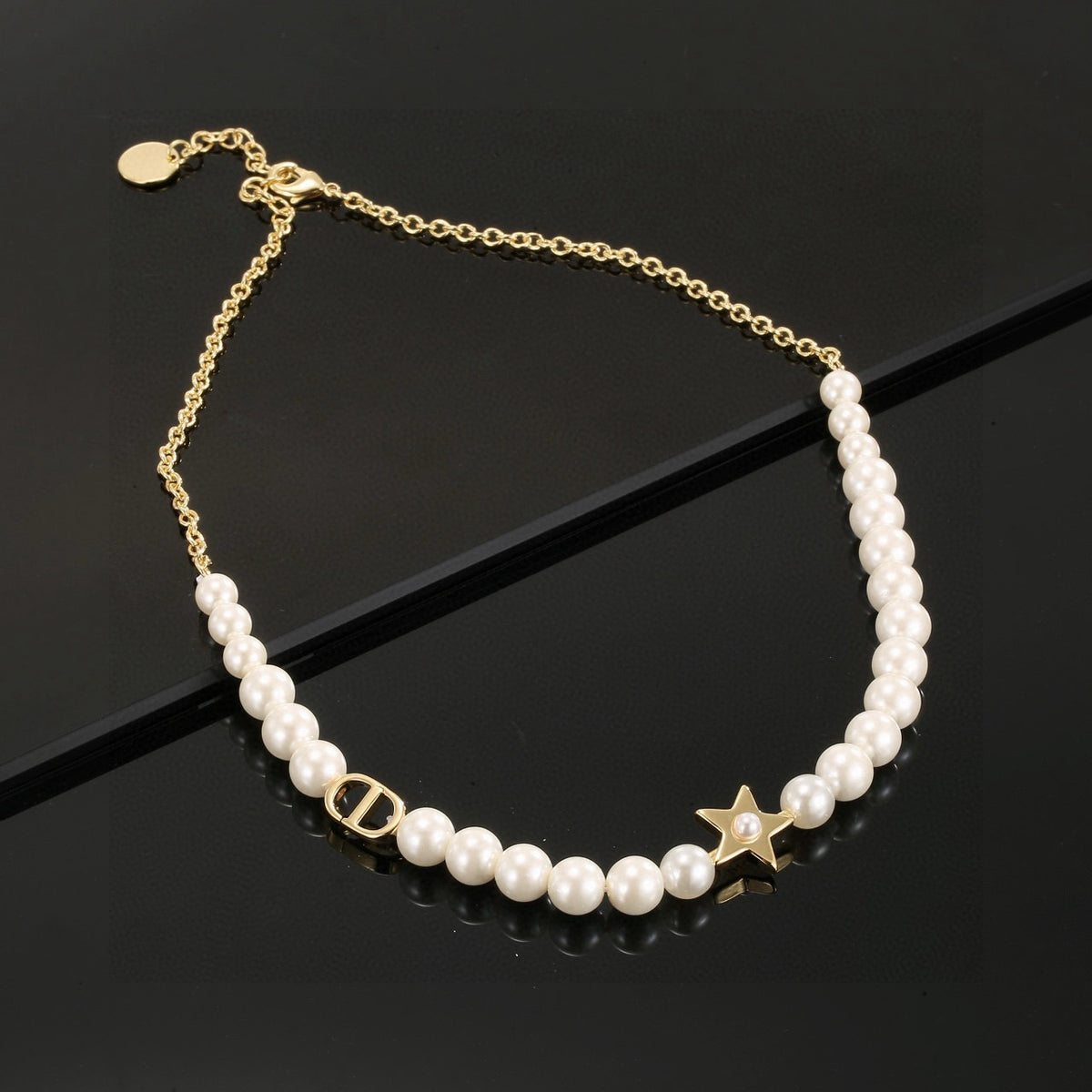 gold pearl Necklace for women - alternate angle view 2