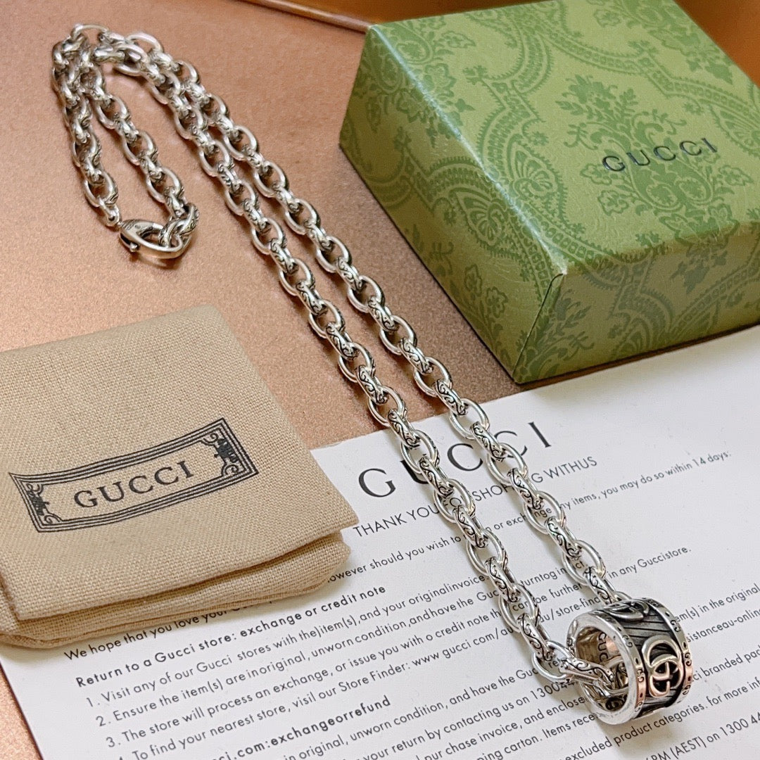 antique double g Necklace for women - alternate angle view 2