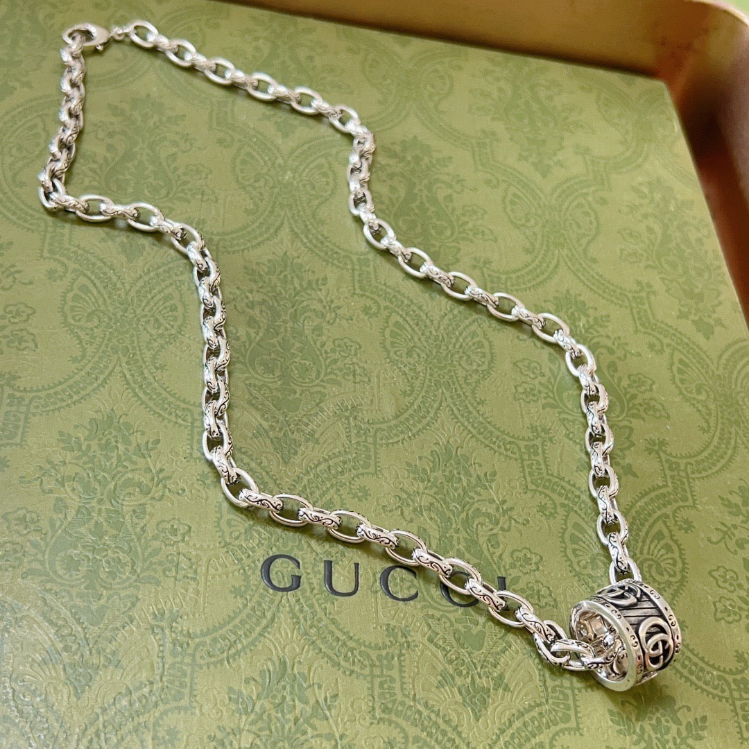 antique double g Necklace for women - alternate angle view 4