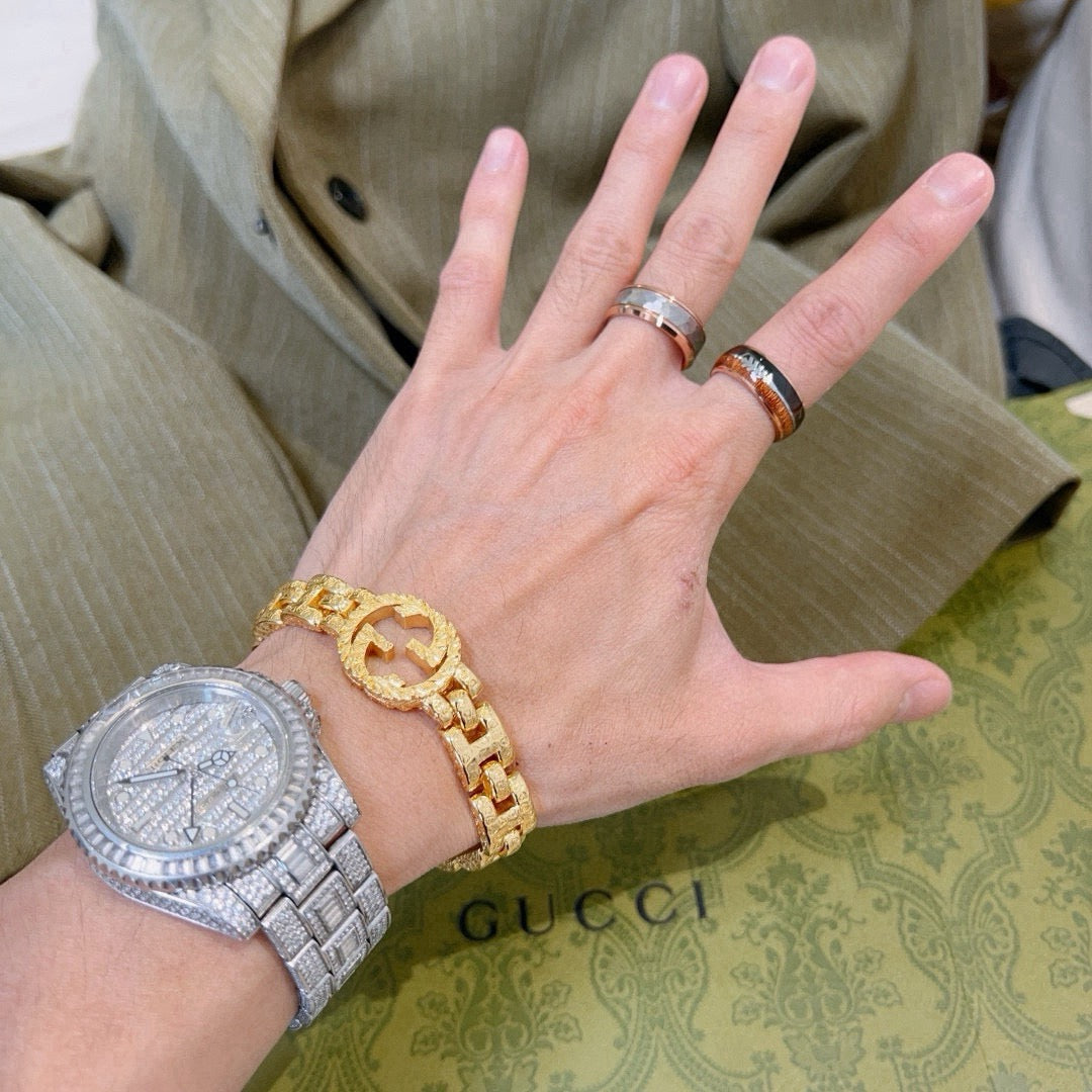 gold double g Ring for men - alternate angle view 3