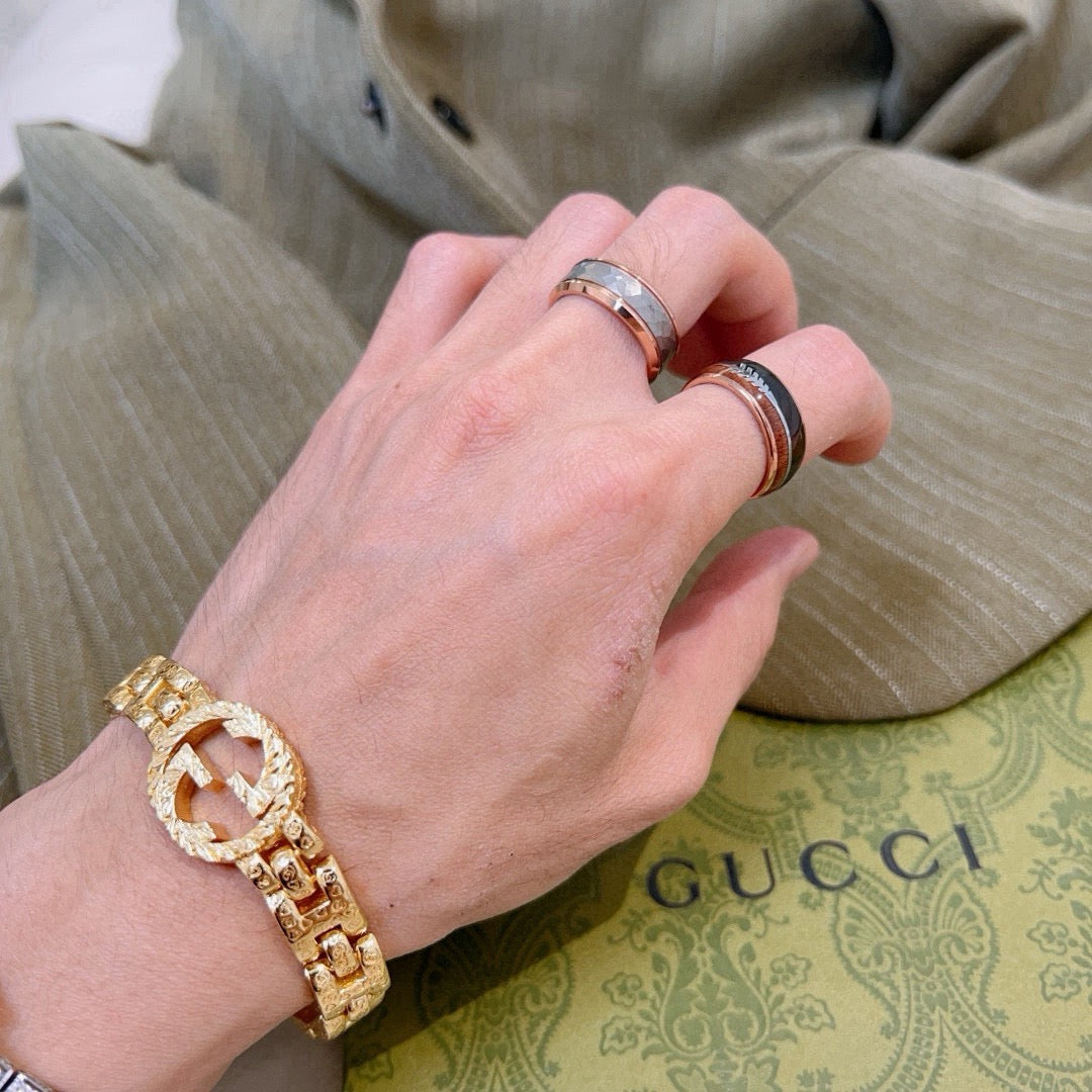 gold double g Ring for men - alternate angle view 5