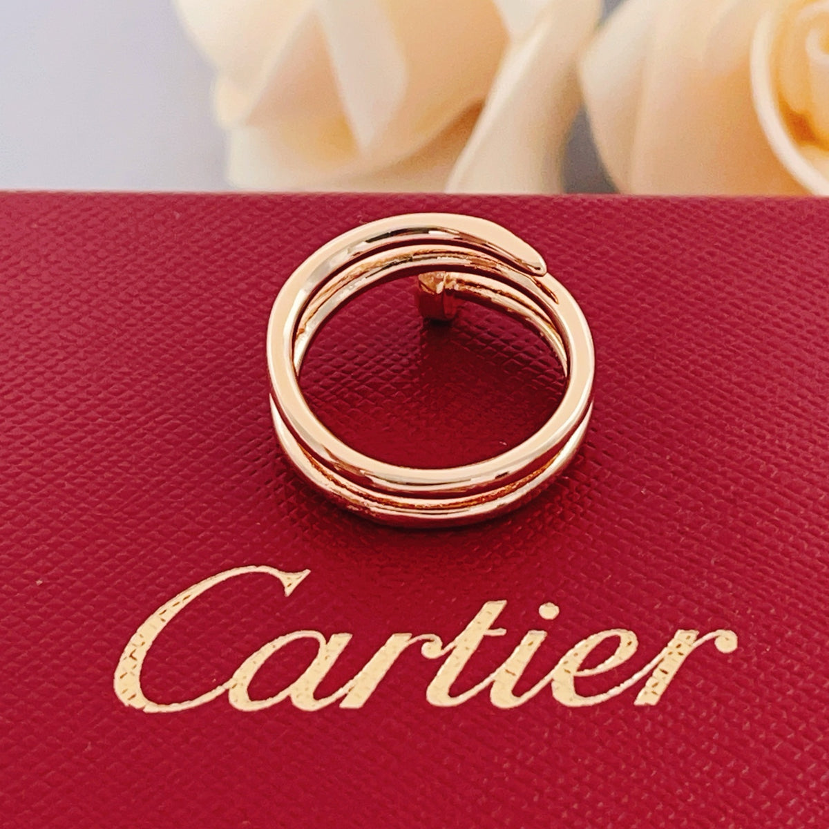 rose gold brass rose Ring for women - alternate angle view 2