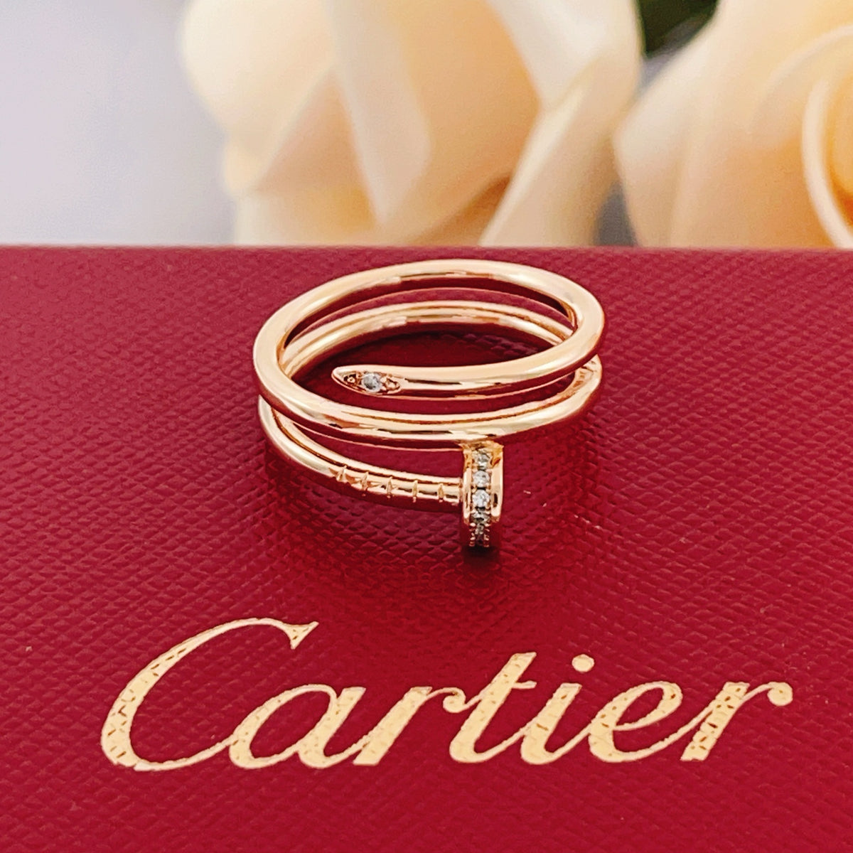 rose gold brass rose Ring for women - product detail view
