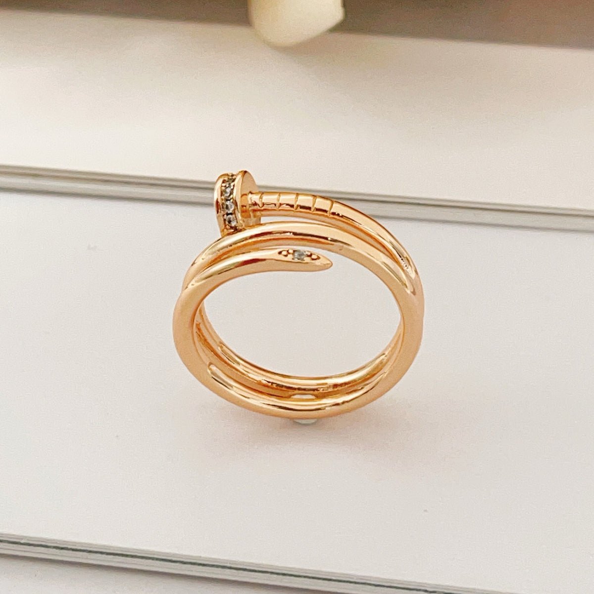rose gold brass rose Ring for women - alternate angle view 3