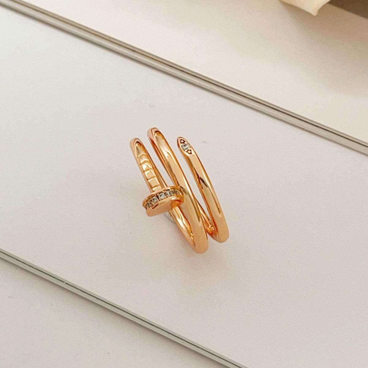 rose gold brass rose Ring for women - alternate angle view 5