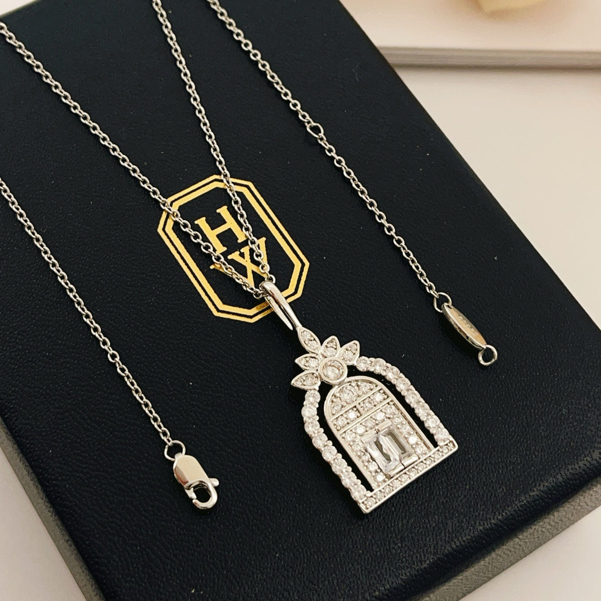silver brass luxury Necklace for women - product detail view