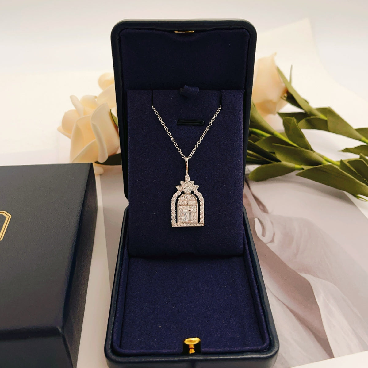 silver brass luxury Necklace for women - alternate angle view 5