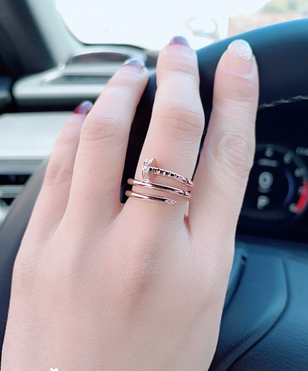 rose gold brass rose Ring for women - alternate angle view 7