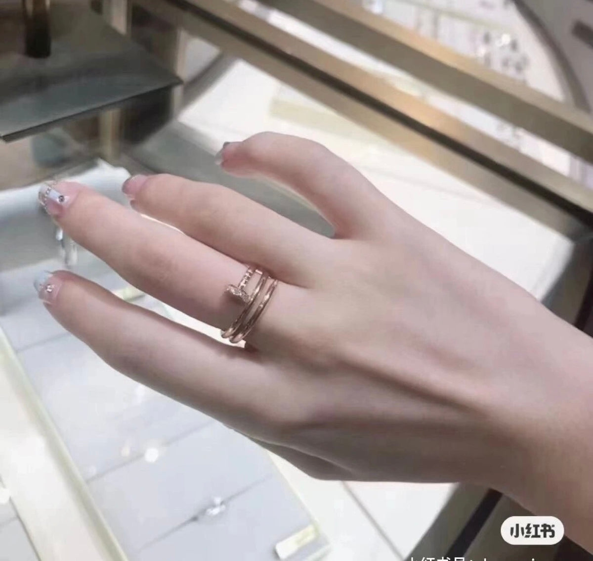 rose gold brass rose Ring for women - alternate angle view 9