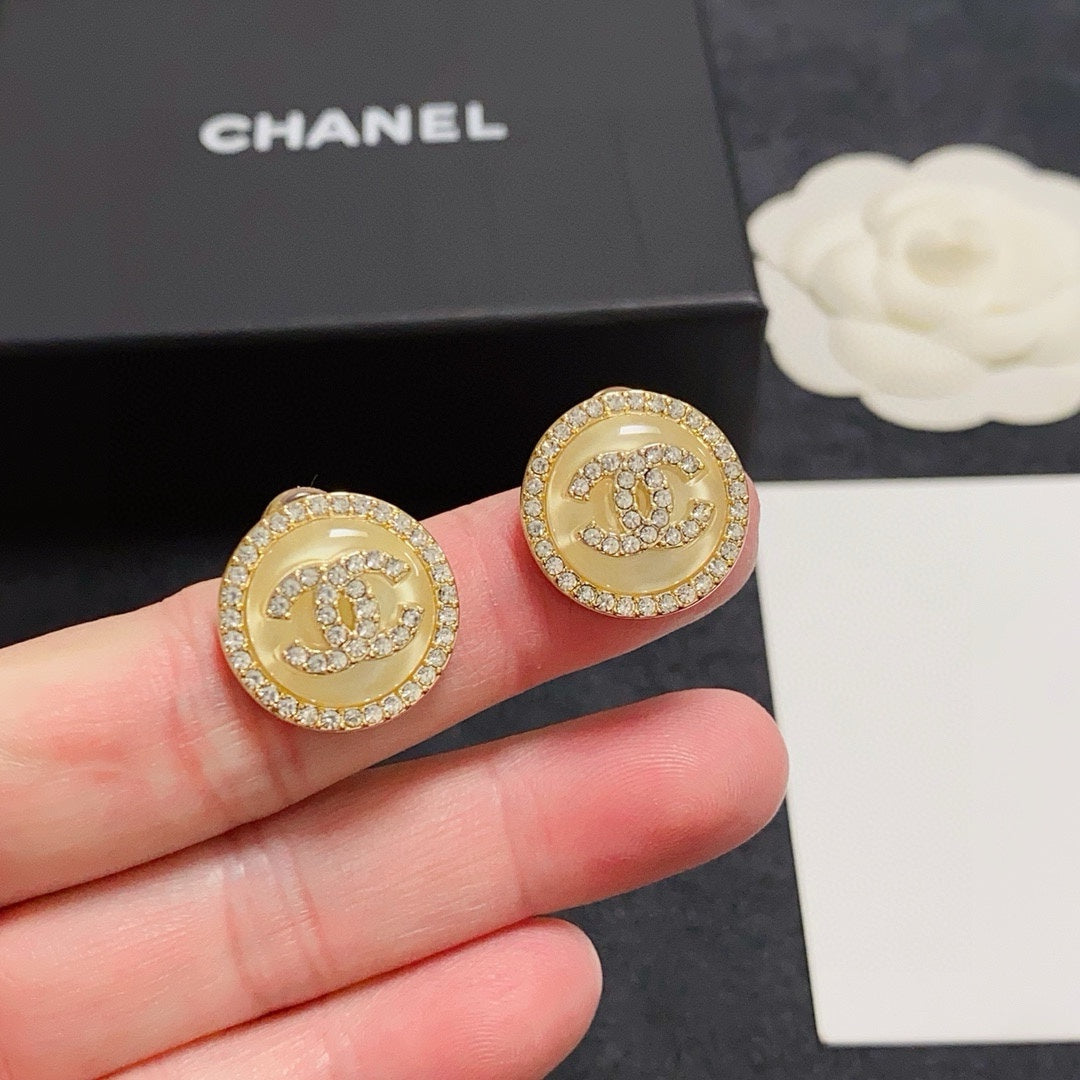yellow silver post double c Stud Earrings for women - alternate angle view 8