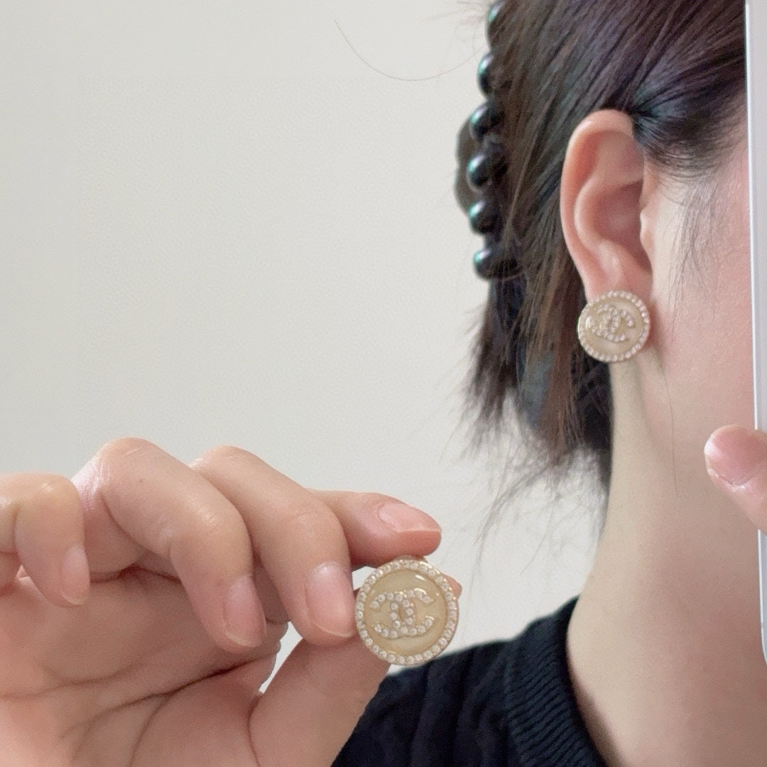 yellow silver post double c Stud Earrings for women - product detail view