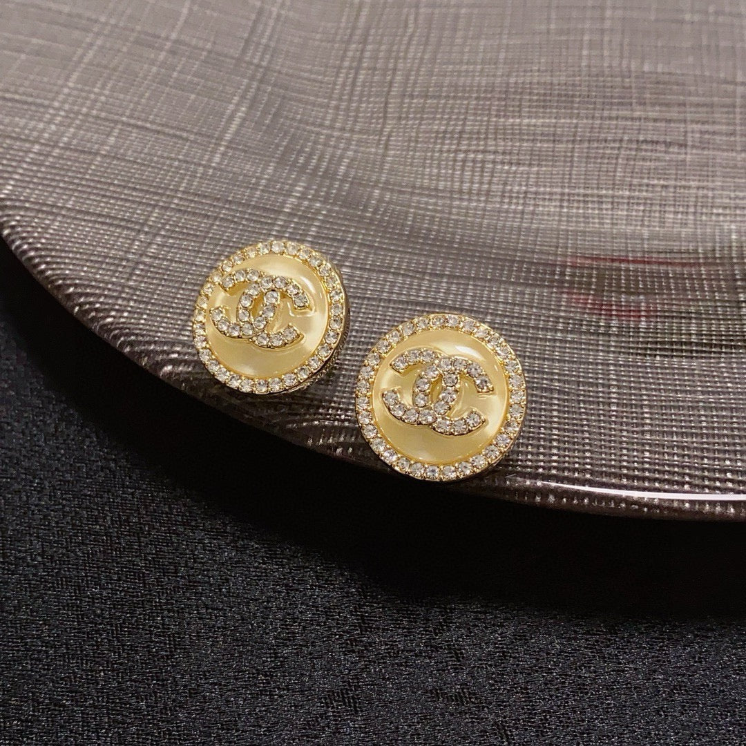 yellow silver post double c Stud Earrings for women - alternate angle view 7
