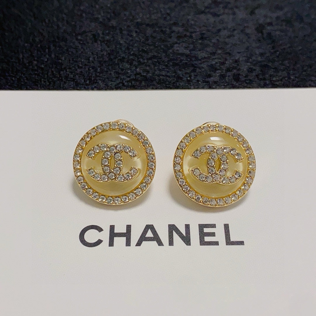 yellow silver post double c Stud Earrings for women - alternate angle view 6