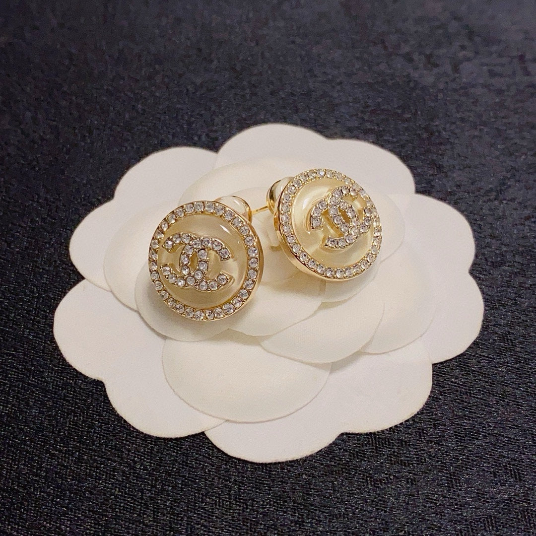 yellow silver post double c Stud Earrings for women - alternate angle view 4