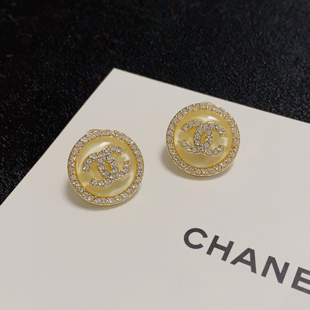 yellow silver post double c Stud Earrings for women - alternate angle view 3