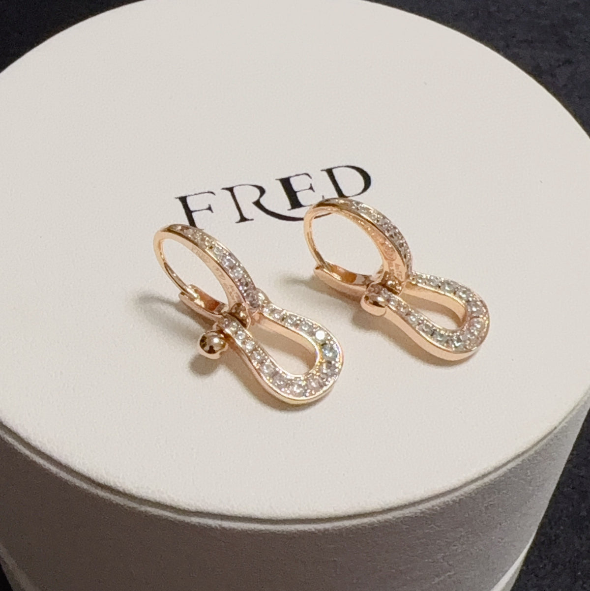 rose gold crystal rose Drop Earrings for men - alternate angle view 3