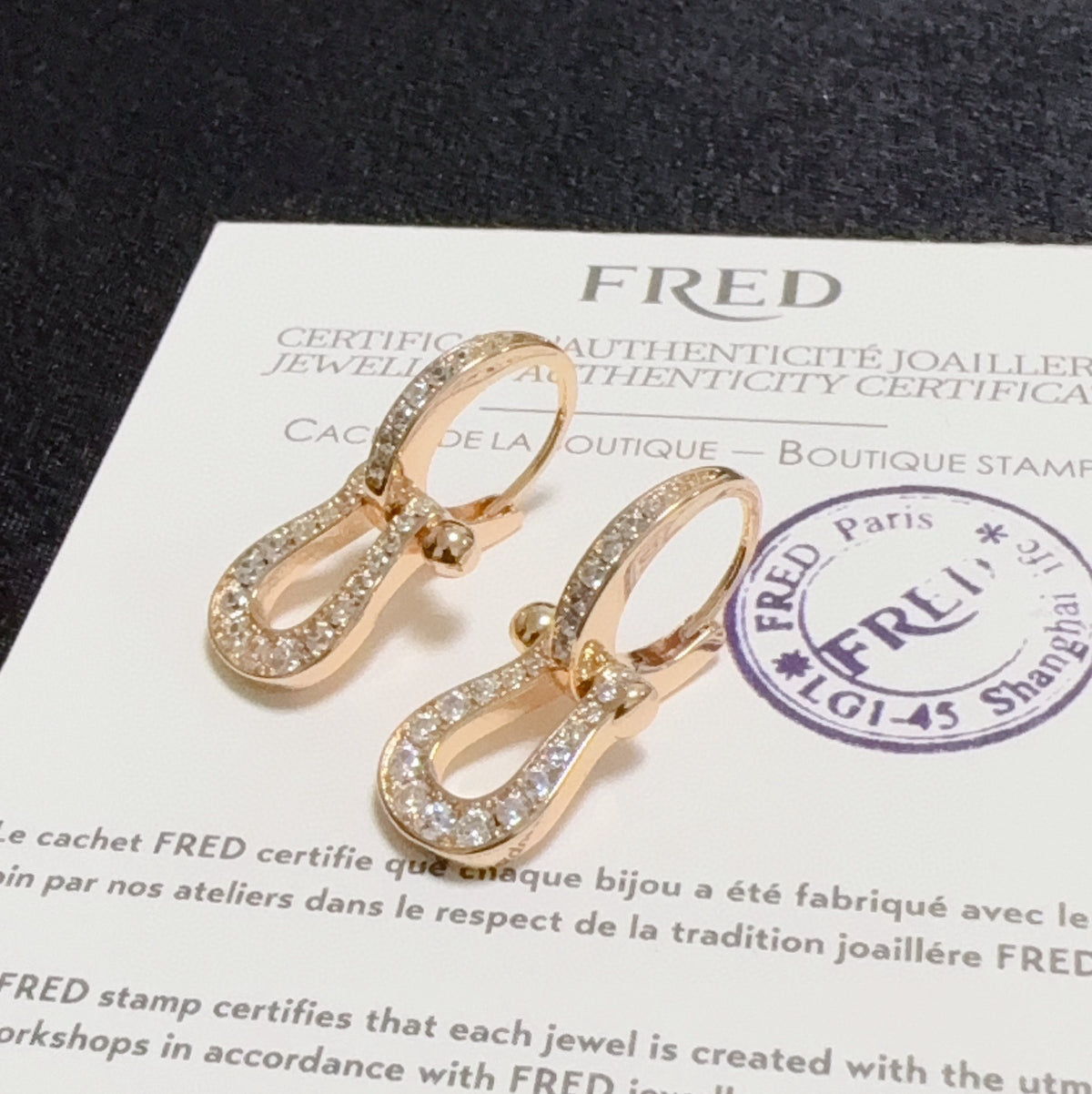 rose gold crystal rose Drop Earrings for men - alternate angle view 4