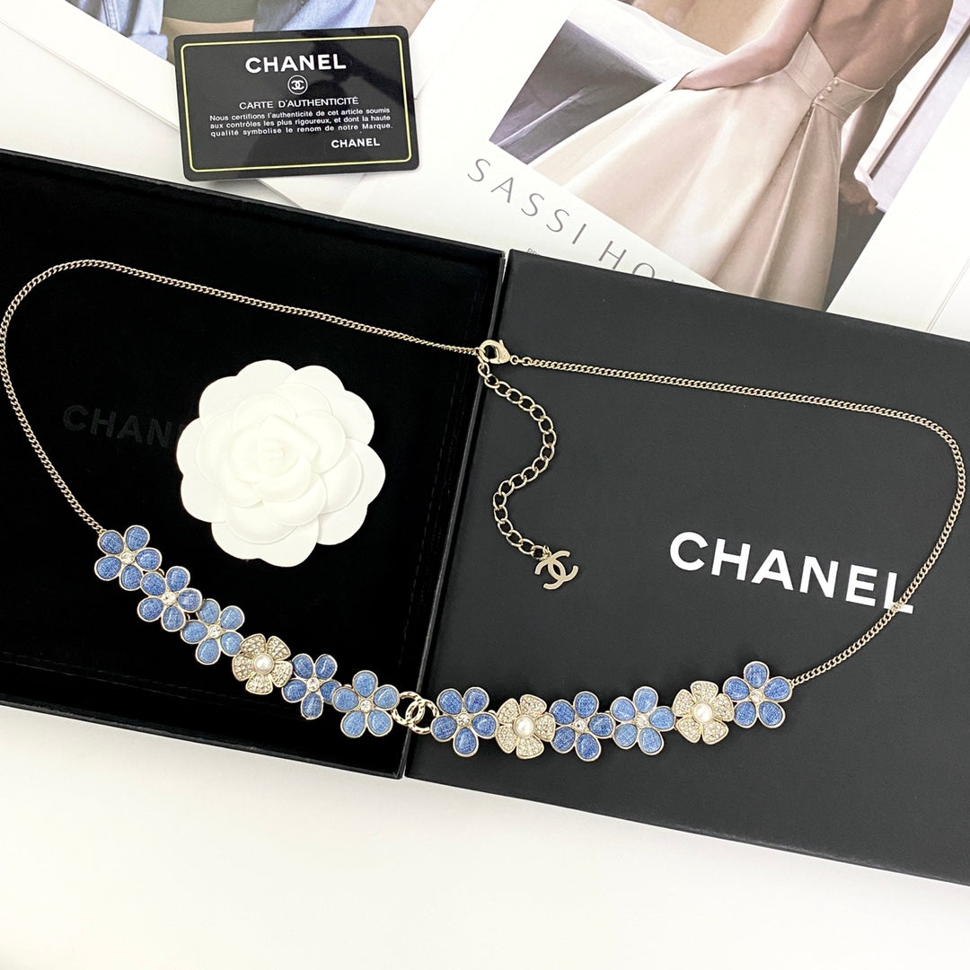 blue crystal floral Waist Chain for women - alternate angle view 5