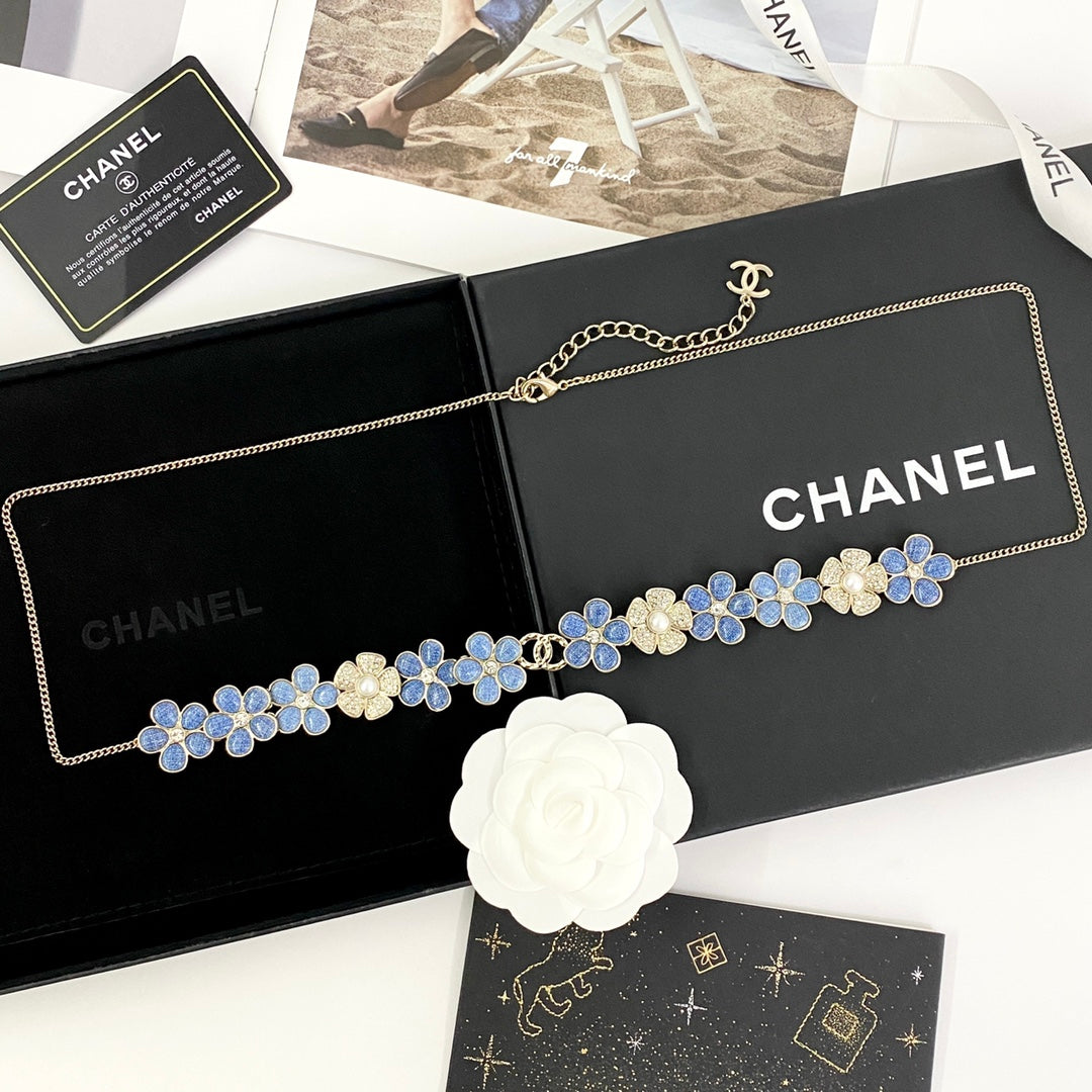 blue crystal floral Waist Chain for women - alternate angle view 7