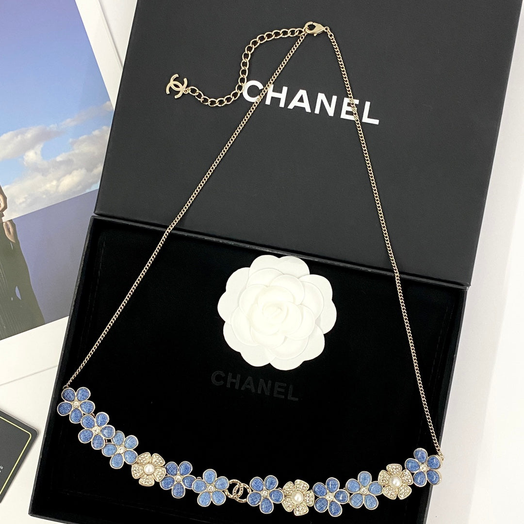 blue crystal floral Waist Chain for women - alternate angle view 3