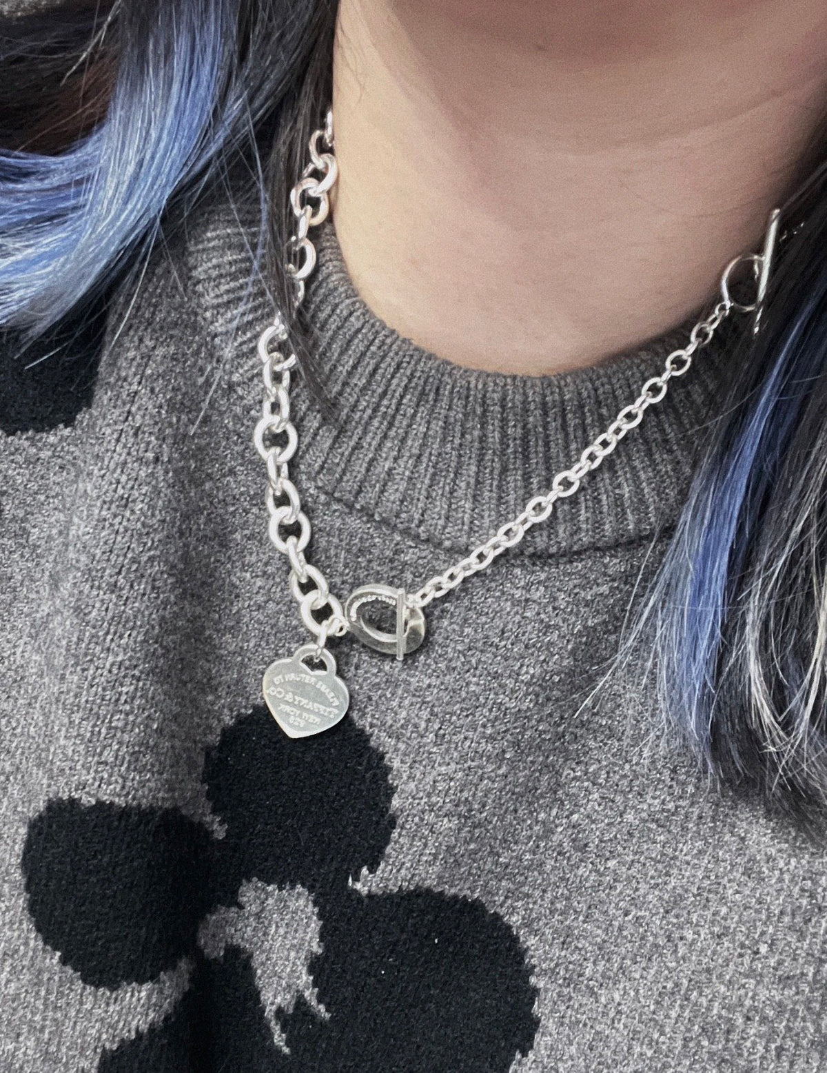 silver brass heart Necklace for women - alternate angle view 9