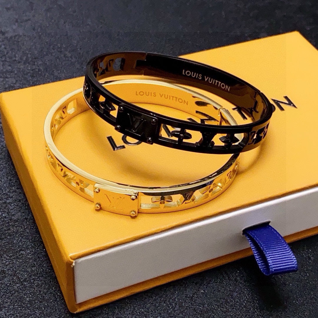 white letter Bangle for women - alternate angle view 3