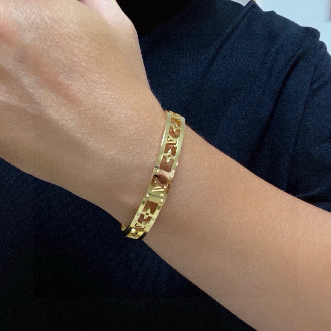 white letter Bangle for women - alternate angle view 2