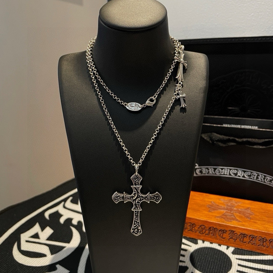antique cross Pendant for men - alternate angle view 2