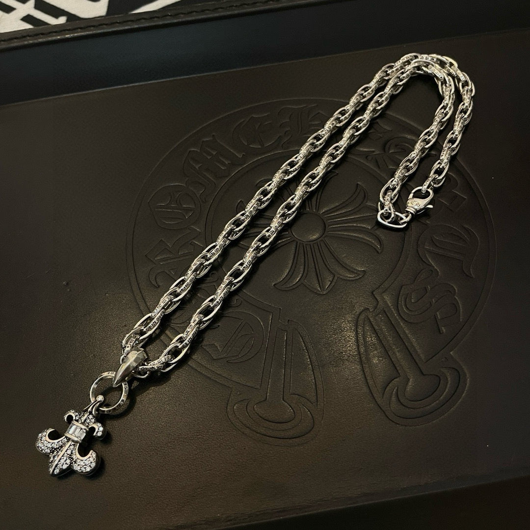 antique crystal cross Pendant for men - alternate angle view 7
